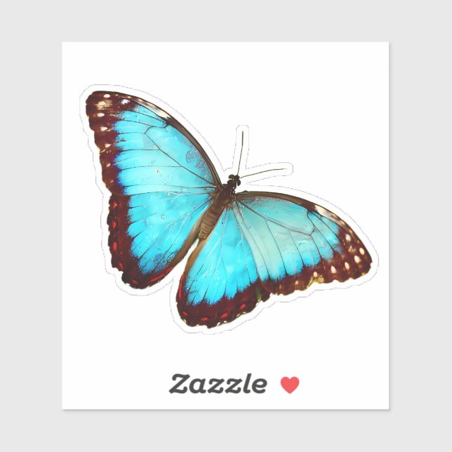 Sticker Papillon bleu Morpho (Feuille)