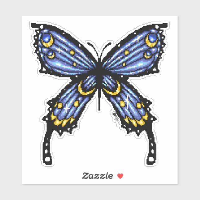 Sticker Papillon bleu pipelé (Feuille)