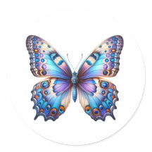 Sticker papillon bleu vibrant