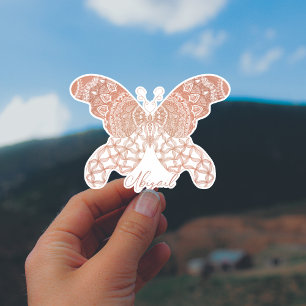 Sticker Papillon Boho rose