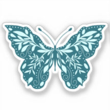 Papillon botanique turquoise et Aqua