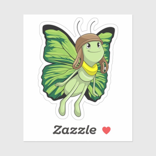 Sticker Papillon comme pilote avec casquette pilote (Feuille)