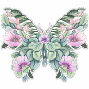 Sticker Papillon de conception florale rustique
