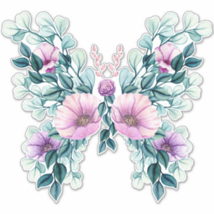 Sticker Papillon de conception florale rustique