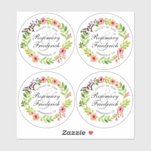 Sticker Papillon de mariée et de chambre en plastique rond