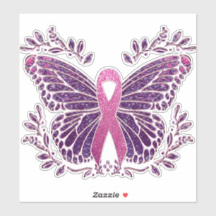Sticker Papillon de sensibilisation au cancer du sein avec