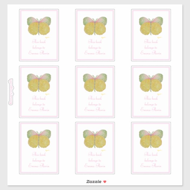 Sticker Papillon jaune de juin (Feuille)