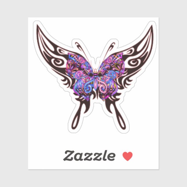 sticker papillon mignon avec belle couleur vive (Feuille)