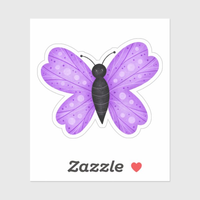 Sticker Papillon mou en violet et noir (Feuille)