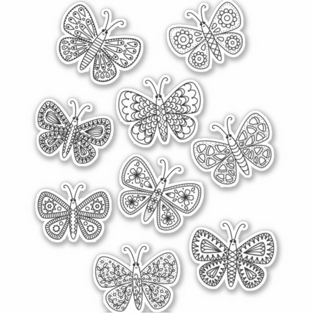 Sticker Papillon noir et blanc (Devant)