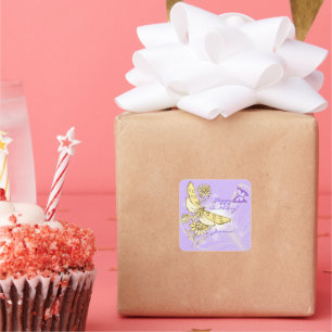 Sticker Papillon Peach Purple