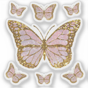 Sticker papillon rose