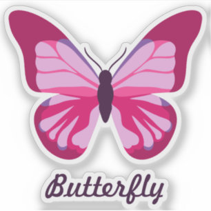 Sticker Papillon rose et pourpre avec le texte fait sur