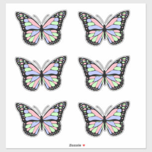 Sticker Papillon rose, pourpre et vert