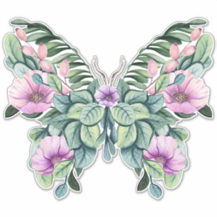 Sticker Papillon Rustique Floral Design