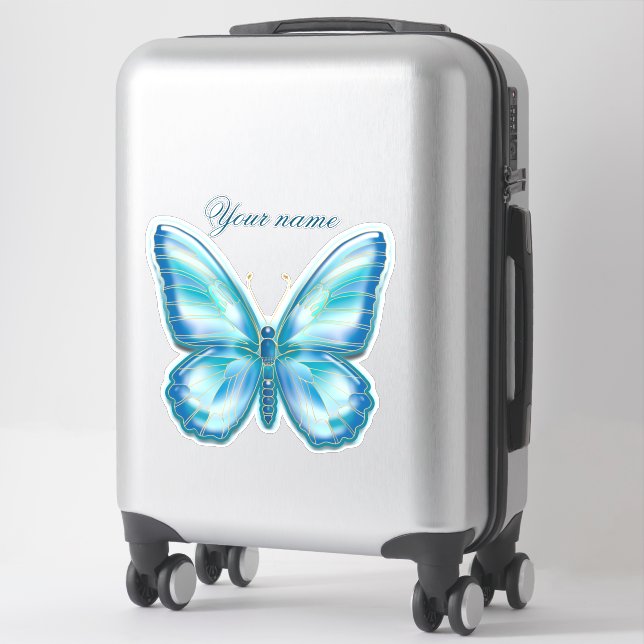 Sticker Papillon turquoise (Sur valise)