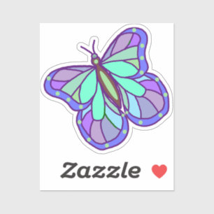 Sticker Papillon Violet Dessiné à la Main de Manière Color