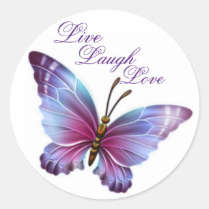 Sticker Papillon/Violet "Live Laugh Love"