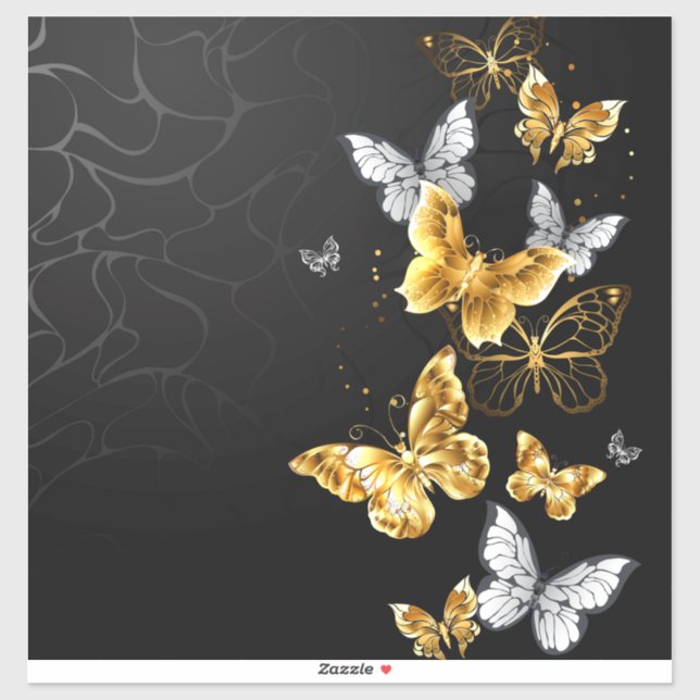 Sticker Papillons blancs et dorés (Feuille)