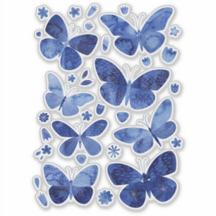 Sticker Papillons bleus peinture à l'aquarelle de la natur
