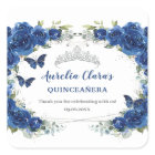 Papillons d'argent Royal Blue Floral Quinceañera