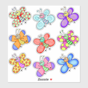 Sticker Papillons de caricature colorés