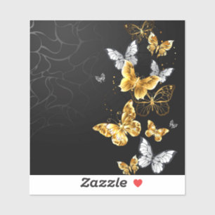 Sticker Papillons d'or et de blanc