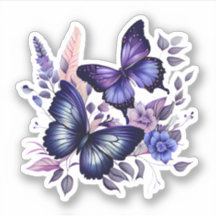 Papillons floraux pourpres et bleus