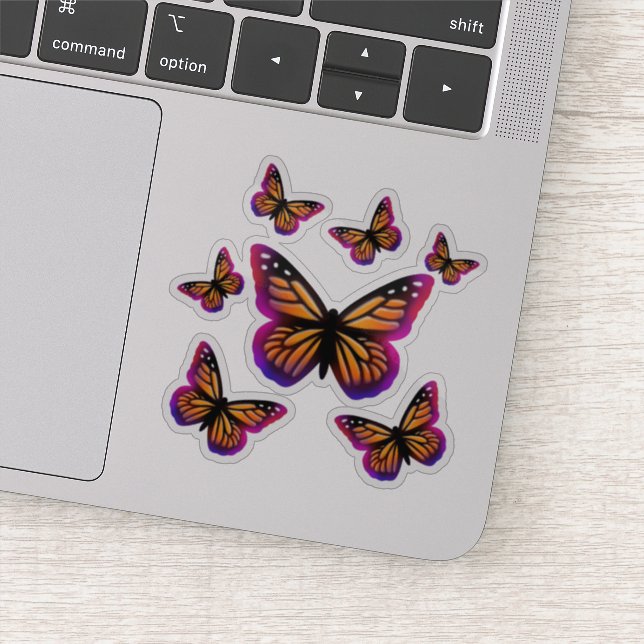 Sticker Papillons monarques | buttes violettes roses (Détail)