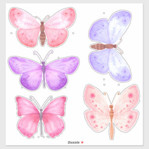 Sticker Papillons rose pastel