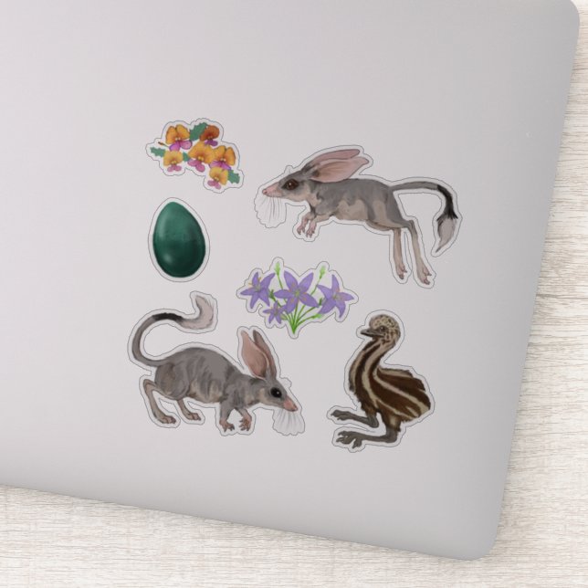 Sticker Pâques Bilby Fleurs et Emus Set (Détail)