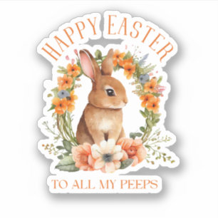 Sticker Pâques heureux à tous mes pairs, lapin amusant flo