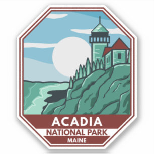 Sticker Parc national Acadia Phare du Maine Emblem rétro