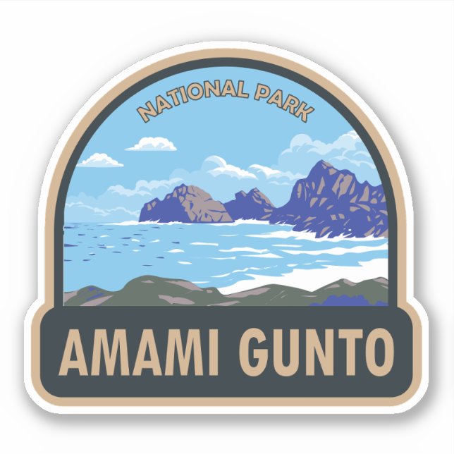 Sticker Parc national Amami Gunto Japon Voyage Art Vintage (Devant)