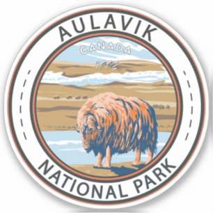 Sticker Parc national Aulavik Vintage de boeuf musqué du C