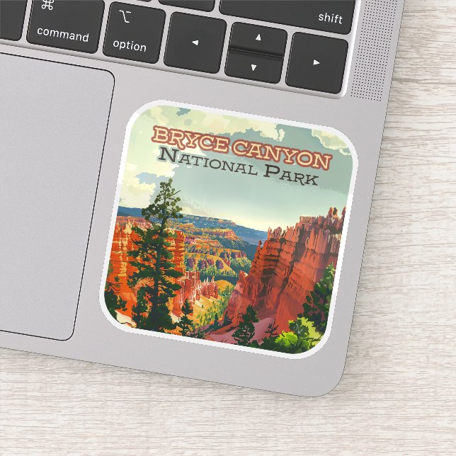 Sticker Parc national de Bryce Canyon Utah Hoodoo Retro (Détail)