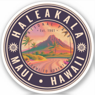 Sticker Parc national de Haleakala Maui Road Volcano Vinta