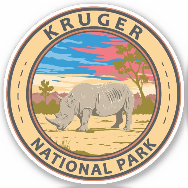 Sticker Parc national de Kruger Rhinoceros blancs Art de v (Devant)
