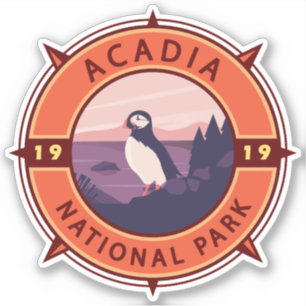 Sticker Parc national de l'Acadie Emblème de compass rétro