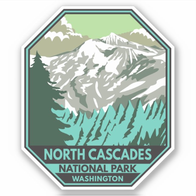 Sticker Parc national de North Cascades Goode Mountain Ret (Devant)