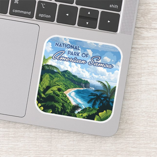 Sticker Parc National de Samoa Américaines Plage Rainfores (Détail)