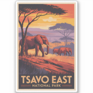 Sticker Parc national de Tsavo Est Kenya Illustration Voya