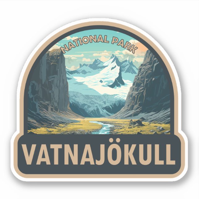 Sticker Parc national de Vatnajokull Islande Voyager Vinta (Devant)