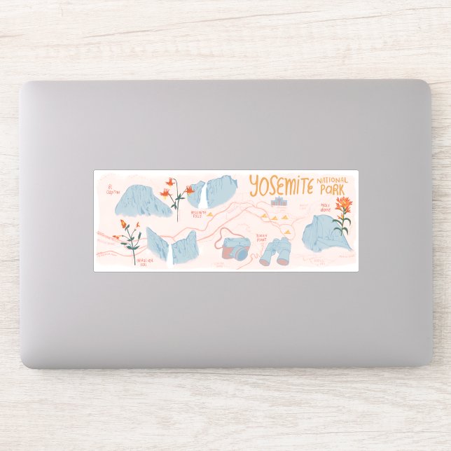 Sticker Parc national de Yosemite Californie Carte illustr (Ordinateur)