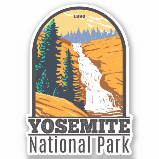 Sticker Parc national de Yosemite Chutes Chilnualna Califo (Devant)