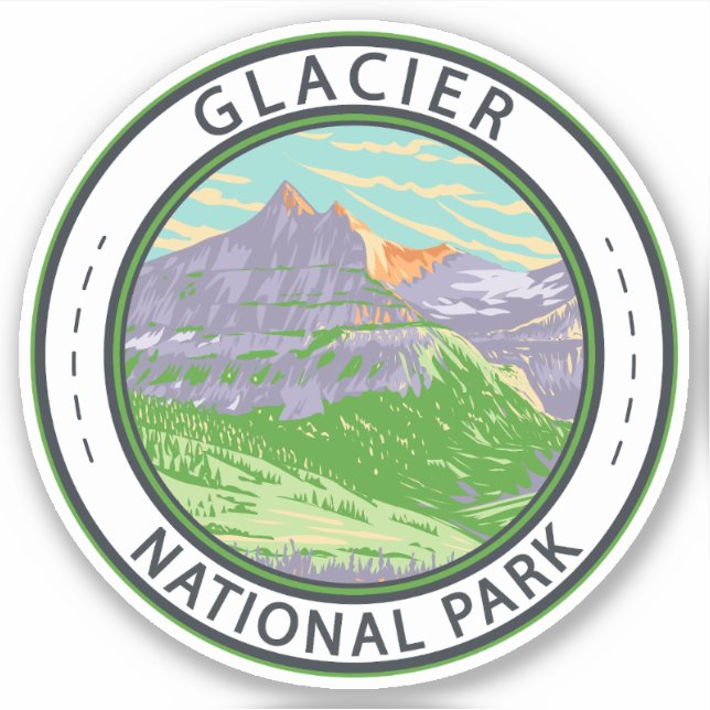 Sticker Parc National Des Glaciers Au Printemps Badge Mont (Devant)
