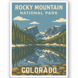 Sticker Parc national des Rocheuses Vintage voyage rétro