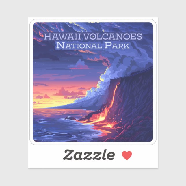 Sticker Parc national des volcans d'Hawaii Big Island Retr (Feuille)