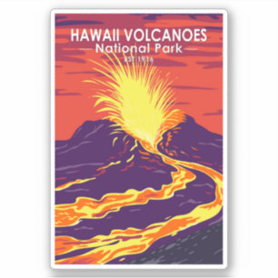 Sticker Parc national des volcans d'Hawaii Rétro