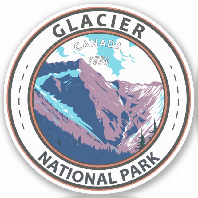 Sticker Parc national du Glacier Canada Tourisme Vintage (Devant)